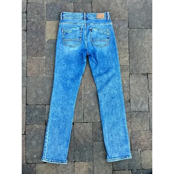 BKE Payton universal fit mid rise distressed straight jeans size 26x33 - Picture 4 of 8